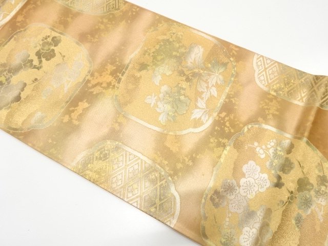 JAPANESE FUKURO OBI / UNUSED / WOVEN PEONY(NON-TAILORED)